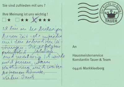 Ich bin in der bisherigen kurzen Zeit sehr zufrieden mit den erbrachten Leistungen. Die Arbeiten erfolgten pünktlich und zuverlässig. Ich würde mich freuen, wenn Katharina mich weiter betreuen könnte. Vielen Dank